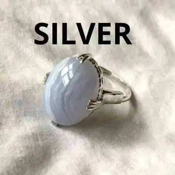 빈티지 블루 레이스 마노 실버 반지 GSILVER 천 본 시스루