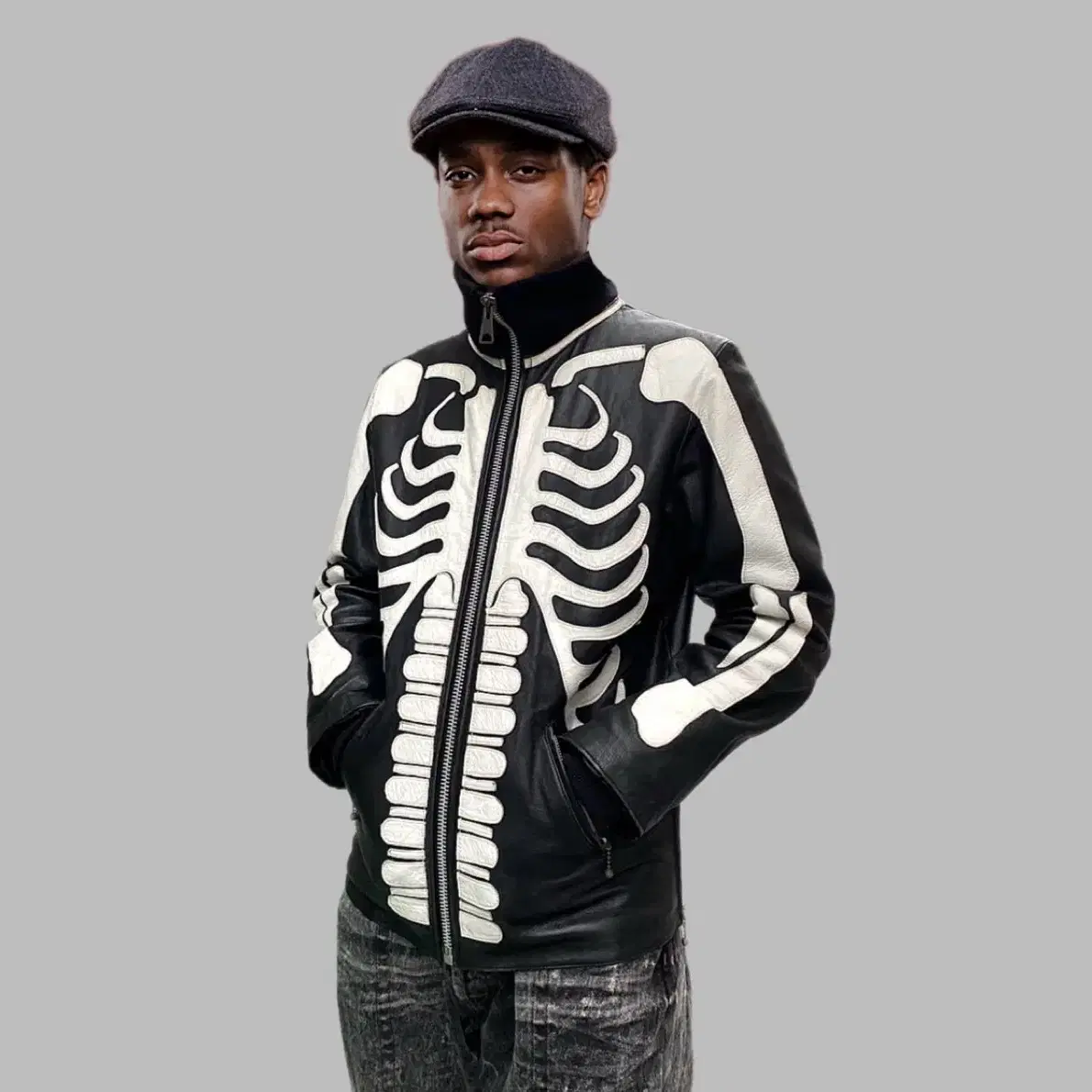 00s Old Gap 2001 Real Leather Leather Zip-up Quilted Jacket