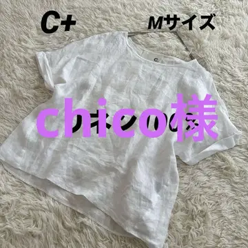C+ 시플러스 린넨 셔츠 반팔 화이트 화이트 상의 M 일본제