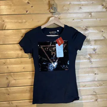 새상품 게스 스팽글 티셔츠 블랙 XS