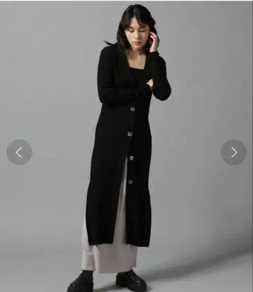 Chaos 실크 네이비 크레스트 니트 가디건 롱 가디건 블랙