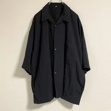 MUJI LABO 바람이 잘 통하는 오픈 카라 반팔 셔츠 블랙 S-M