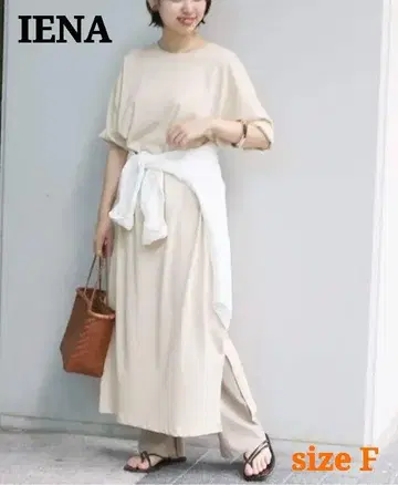 IENA 강선 천축 맥시 원피스 오분 소매 릴랙스 아이보리 계열 F