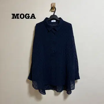 새상품급 MOGA 린넨 혼방 시어 컷워크 블라우스 풀오버