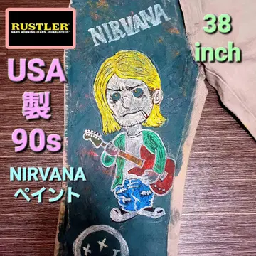 RUSTLER 러스터 90s USA제 닐바나 페인트 청바지 38