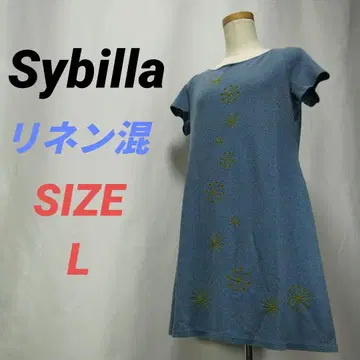 Sybilla 시빌라 튜닉 미니 원피스 반팔 자수 린넨 혼방 마