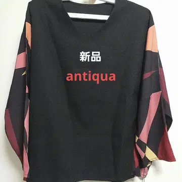 새상품 인기 antiquqa V넥 돌먼 망토상의 F 레트로 패턴 절개