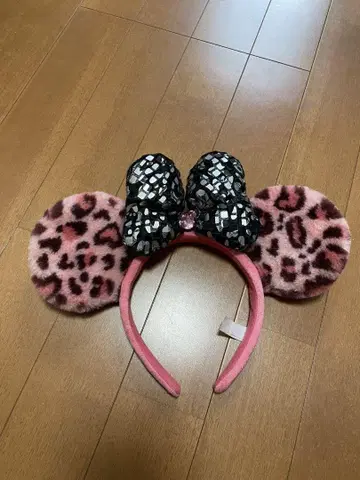 레오파드 무늬 머리띠 스팽글 리본
