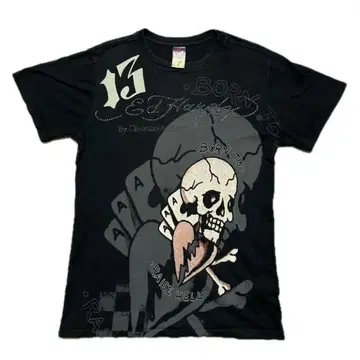 Y2K 페어리 그런지 해골 Ed Hardy 티셔츠 블랙 스터드 스컬