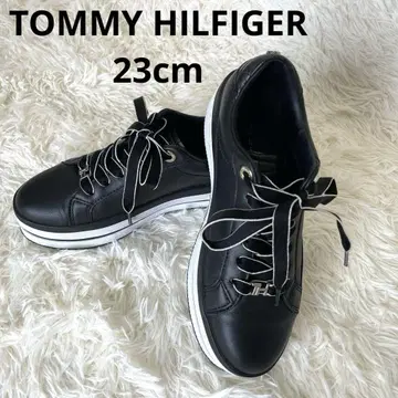 TOMMY HILFIGER 타미힐피거 가죽 스니커즈 블랙