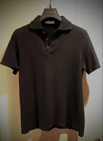 크루치아니 사슴 무늬 피케 셔츠 [블랙, 사이즈 50]