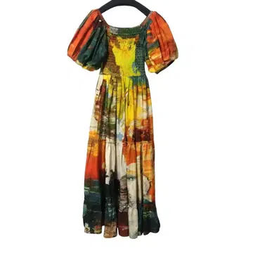 볼륨 슬리브 리조트 맥시 원피스 Ameri vintage