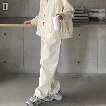 Fashiru 커브 데님 팬츠 화이트