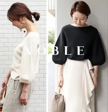 Noble NOBLE 드라이 터치 부드러운 실루엣 퍼프 슬리브 니트 블랙