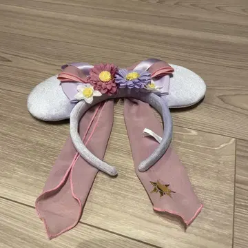 라푼젤 꽃 장식 핑크 머리띠