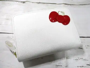 새상품 지갑 여성용 두겹 라운드 헬로 키티 최고급 천연 가죽 레어 W