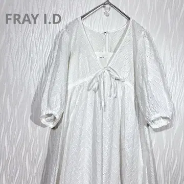 프레이 아이디 롱 원피스 코튼 자수 원단 여름옷 퍼프 슬리브