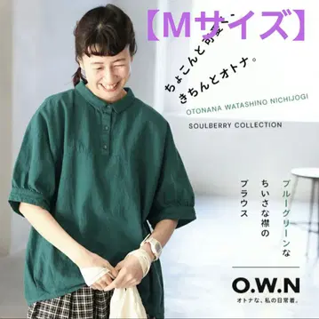 soulberry O.W.N 블루그린 작은 옷깃 블라우스 M 사이즈