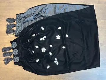 일본 전통 벨벳 숄 벚꽃 자수