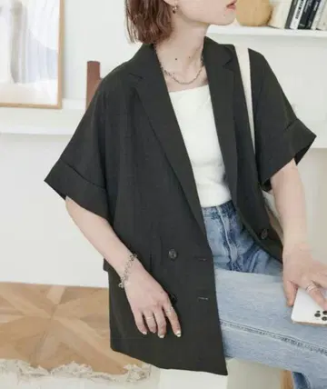 DISCOAT 테크 린넨 반팔 셔츠 자켓