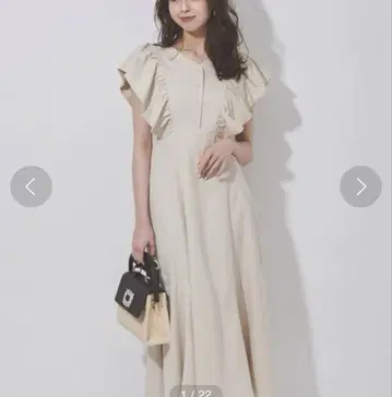 볼륨 프릴 버튼 업 원피스