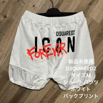 숏팬츠 화이트 M 미사용 새상품 백 프린트 DSQUARED2