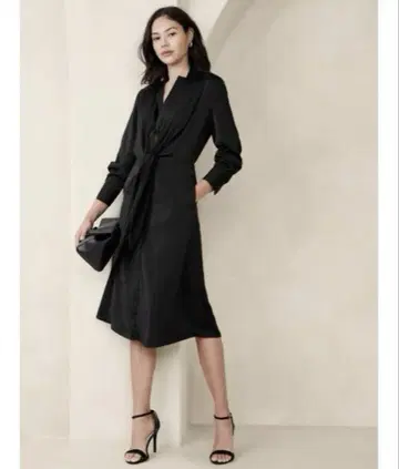 BANANA REPUBLIC 새틴 미디 셔츠 원피스 블랙 S 사이즈