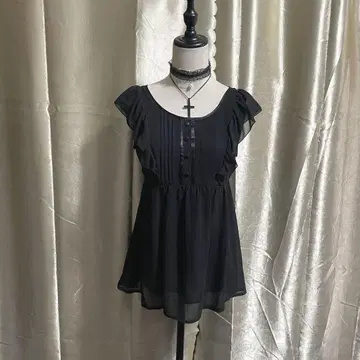 쉬폰 블라우스 시스루 다크 코어 페어리 그런지