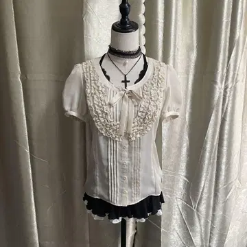 coquette 프릴 블라우스 비침 페어리 그런지 일본제