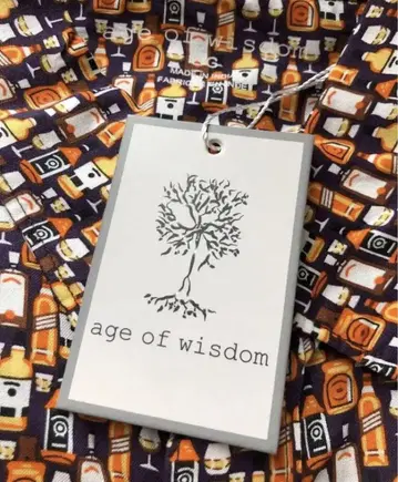 Age of Wisdom 위스키, 맥주 패턴 셔츠 네이비 US L 사이즈