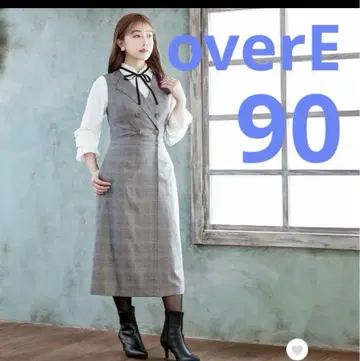 overE 트렌치풍 베스트 원피스 글렌체크 사이즈 90