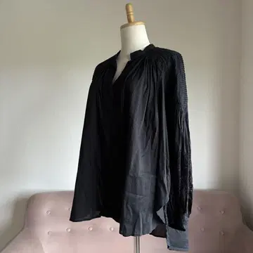ne Quittez pas 누키테파 코튼 보일 핀턱 블라우스 레이스