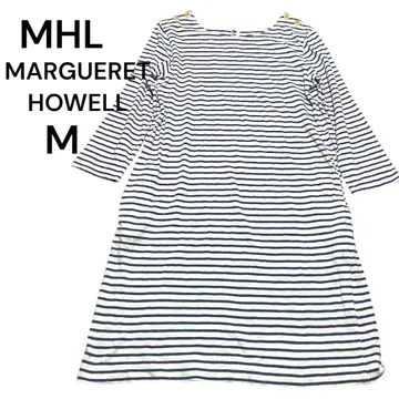MHL 보더 티셔츠 원피스 M 블루 화이트 코튼 100% 새상품급