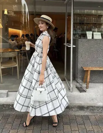 셰리에 sheller flocky check longshirtdress