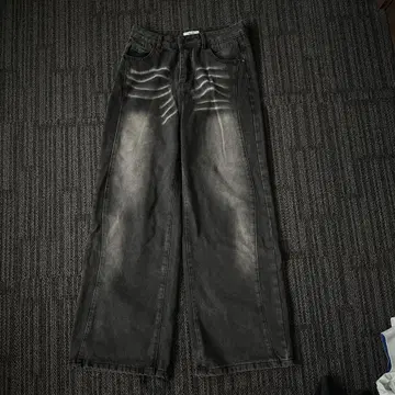 블랙 와이드 배기 팬츠