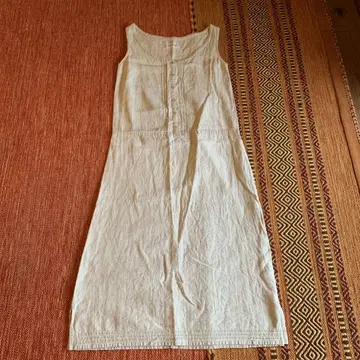 슬리브리스 롱 원피스 라이트 베이지 아마 FLAX 100% 일본제