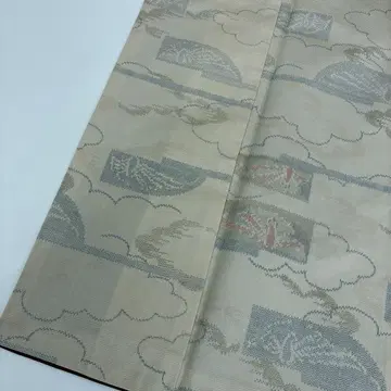 흰 오시마 명주 순수 실크 멋진 가스리 구름 꽃 기모노 U-6052