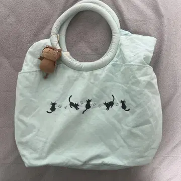 카라 민트 그린 토트백