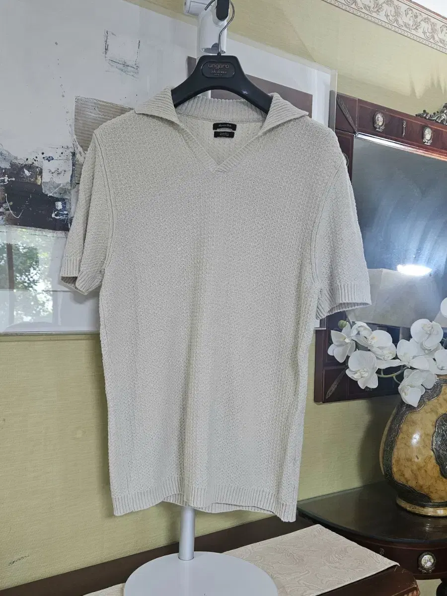 Like New (Large) Massimo Dutti High-Quality Men's Cotton Knitted Short-Sleeve