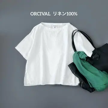 ORCIVAL 오르치발 린넨 블라우스 보트넥 풀오버 화이트