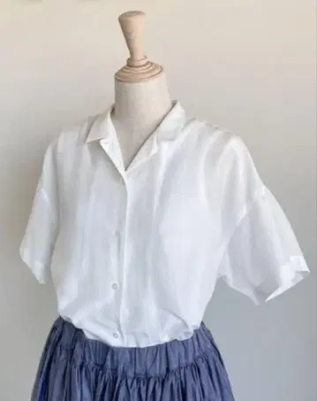 HAND ROOM WOMENS 타이니 칼라 2way 셔츠 코튼 실크