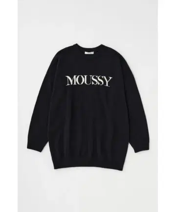 MOUSSY 블랙 로고 긴팔 니트 스웨터