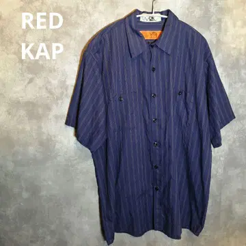 RED KAP 네이비 스트라이프 워크 셔츠 구제 의류