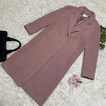 컨디션 최상 moussy 마우지 롱 코트 핑크 로고 버튼 2 M 사이즈