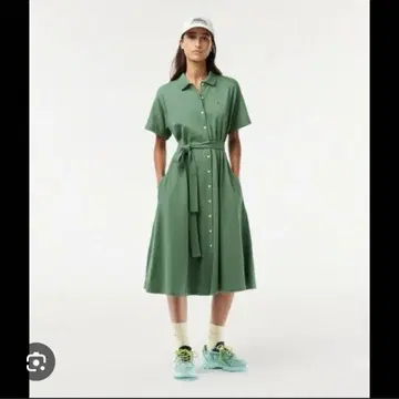 라코스테 올리브 그린 셔츠 원피스