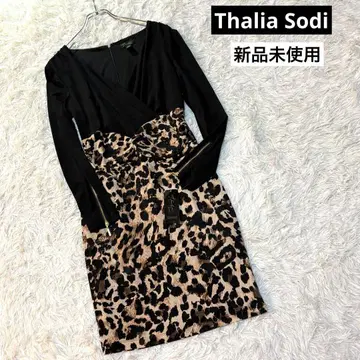 새상품 Thalia Sodi 수입 레오파드 무늬 랩 원피스 드레스