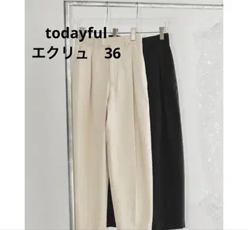 TODAYFUL 코튼 박스턱 팬츠 턱 팬츠 에크루