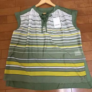 PINORE 스트라이프 슬리브리스 탑