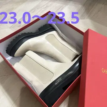 우천 겸용 크림색 사이드 고어 부츠 통굽