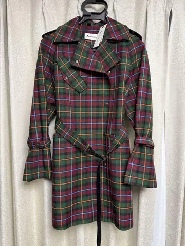 Aquascutum 체크 무늬 트렌치코트 미사용 새상품 택 포함 M